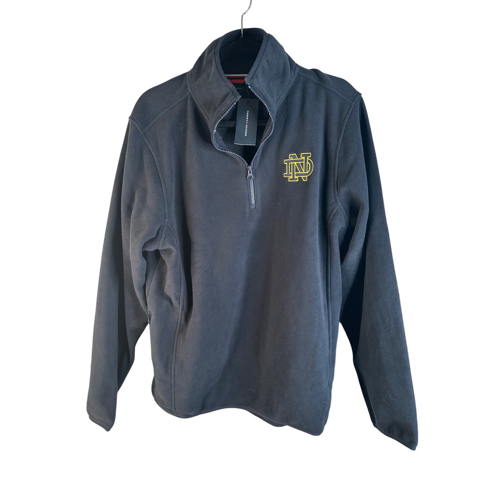 Tommy Hilfiger Co-Ed Navy Notre Dame Embroidered 1/2 Zip Fleece Jacket Medium